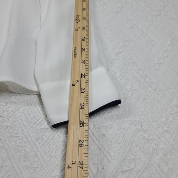 Hobbs London Rhianna blouse in white w/navy piping Size 10 Minimalistic Corpcore - Picture 6 of 10